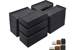 ANNKUT Furniture Risers 4 inch, Heavy Duty Furniture Elevator in Heights of 1.5, 3 or 4 Inch，Rectangle Raising Blocks for Bed, Couch, Desk, Sofa, Tables,Support Up to 1,300 Lbs (4 Pack-Black)