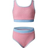 blibean Tween Girls Swimsuits Two Piece Colorblock Bikini Sets with Chest Pad Size 6-15 Years