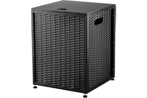 Cecarol Propane Tank Cover Table Hideaway Table for Gas Fire Pits for 20 lbs Propane Tank Outdoor Gas Tank Storage Side Table for Gas Fire Pit Gas Grill Griddle Propane Stoves(Black)