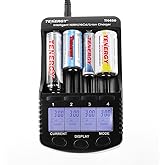 Tenergy TN456 Intelligent Universal Battery Charger with 4 Slots, LCD Display, USB Output, Power Adapter, Rechargeable Batter
