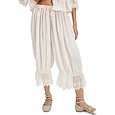Lace Long Bloomer Pants for Women Y2K Ruffle Victorian Pantaloons Pettipants Slip Pants Capri Pajama Bottoms