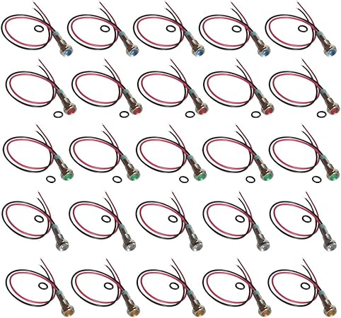 Amazon Amleso 25ピース 個6mm金属表示灯車の警告灯パイロットランプ6v ギアインジケーター 車 バイク