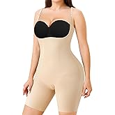 Nebility Shapewear Bodysuits for Women Tummy Control Body Shaper Butt Lifter Open Bust Mid-Thigh Compression Body Suits