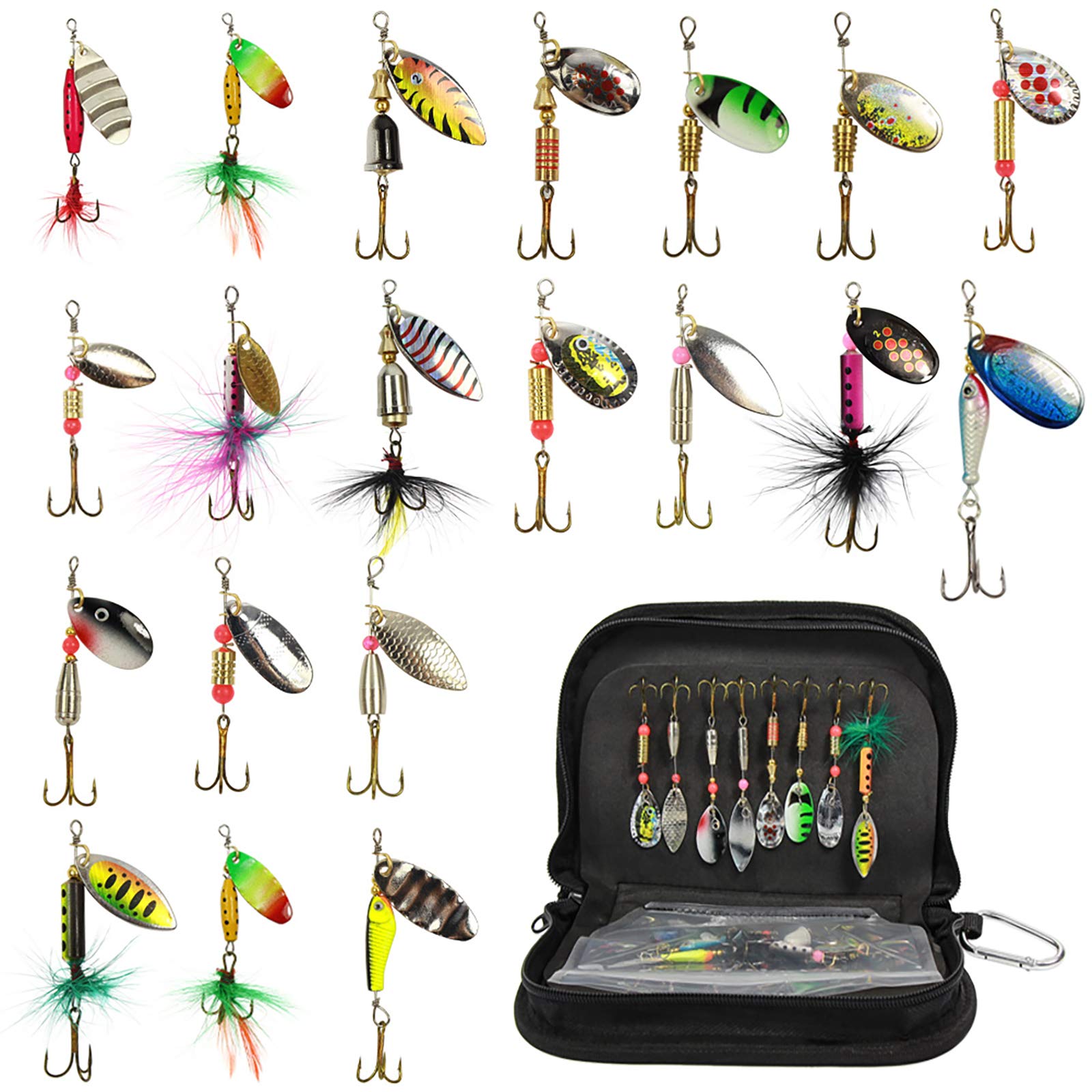 Croch 20Pcs Fishing Lure Spinner Set for Pike Bass