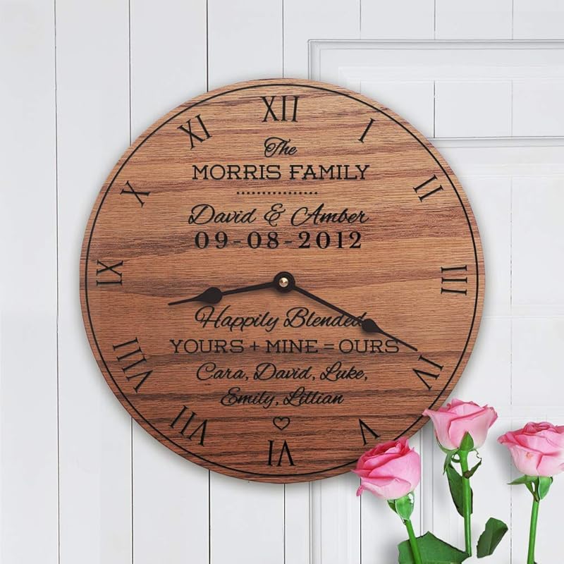 Personalized Solid Oak Clock Wedding Gift For Second