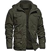 Dr.Cyril Mens Jacket Winter Casual Fleece Lined Cotton Thick Military Tactical Hooded Work Coats with Cargo Pockets