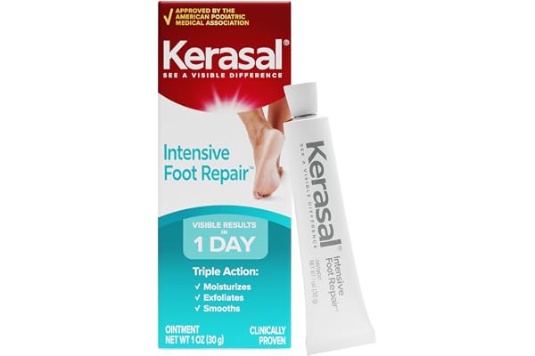 Kerasal Intensive Foot Repair, Skin Healing Ointment for Cracked Heels and Dry Feet, 1 Oz