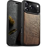 Carveit Magnetic Wooden Case for iPhone 17 Pro Max Case, Wood Artisan Engraved & Black Soft TPU Shockproof Cover, Compatible with MagSafe Wireless Chargers (The Bare Tree) Walnut