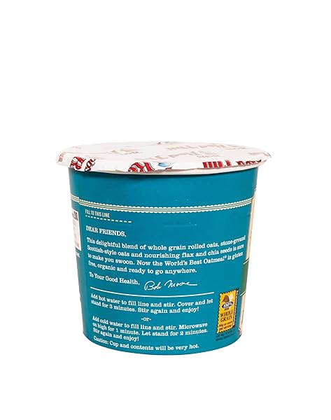 BOB’S RED MILL ORGANIC GLUTEN FREE OATMEAL CUP, CLASSIC WITH FLAX/CHIA, 1.8 OUNCE (PACK OF 1), NON-GMO, WHOLE GRAIN, KOSHER
