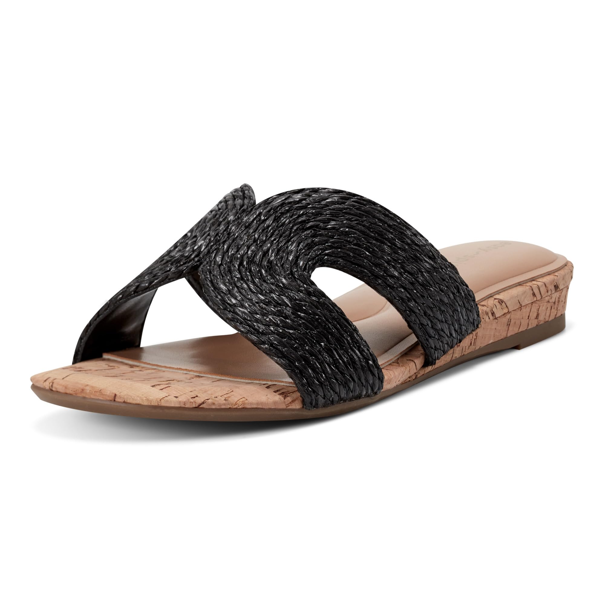 Easy Spirit Christy Women’s Sandal, 8.5 C/D US, Black-Raffia