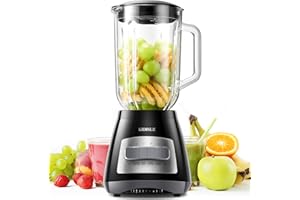 KIDISLE Classic Blenders for Kitchen, 700W Blender for Shakes and Smoothies, 52oz Glass Jar, 9 Functions with 5 Speeds for Crushing Ice, Puree, and Frozen Fruit, Black