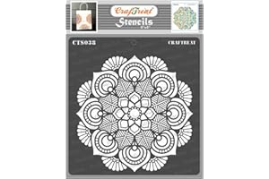CrafTreat Flower Mandala Stencils for Painting on Wood, Canvas, Paper, Fabric, Floor, Wall and Tile - Mandala - 6x6 Inches - Reusable DIY Art and Craft Stencils - Lotus Mandala Stencil