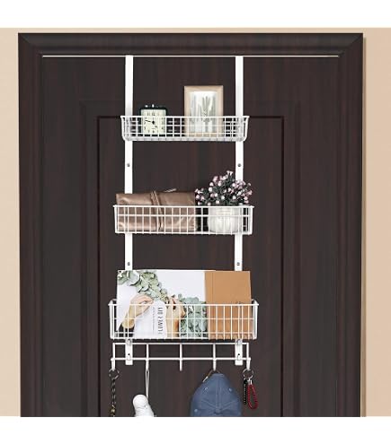 Organiseur De Porte 3 Niveaux Avec Paniers Métalliques - Rangement Pour Cuisine Ou Salle De Bain - Noir