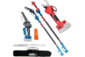 3-in-1 Pole Pruning Shears & Pole Saws for Tree Trimming, Electric Pruning Shears with 15ft Reach Pole,Cordless Pole Shears and Pole Saw Compatible for Jovant 20V Batteries (Tools Only, No Battery)