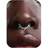 BodyBonita Spike 16G Septum Rings - 316L Stainless Steel Nose Rings Hoops for Women Men Helix Piercing Jewelry Tragus Daith Conch Cartilage Hoop Earring 14K Gold Plated/Silver 8 mm/10 mm