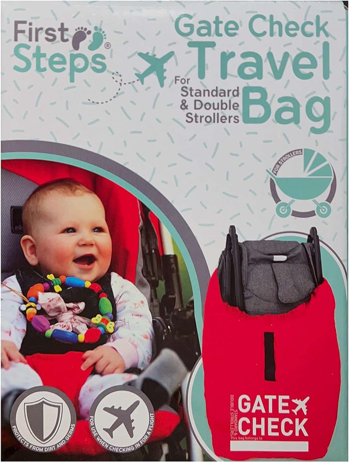 Steps Inn Pram Bag for Airplane | Baby Pram Gate Check Stroller Bag | Baby Stroller Travel Bag | Airplane Pushchairs & Prams Travel Essentials for Standard and Double Prams 115x51x31cm