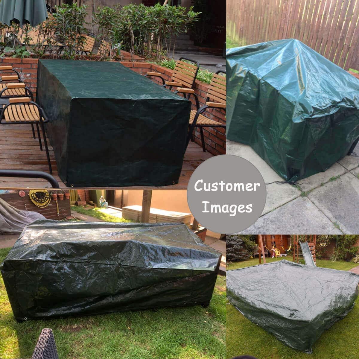 RICHIE Garden Furniture Covers - Waterproof Garden Table & Chair Covers, 170x95x70cm, Breathable Polyethylene, Green - Image 3