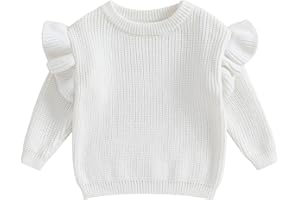 Mubineo Baby Girl Winter Clothes Basic Plain Cute Ruffle Sweater Toddler Kids Pullover Long Sleeve Newborn Sweaters