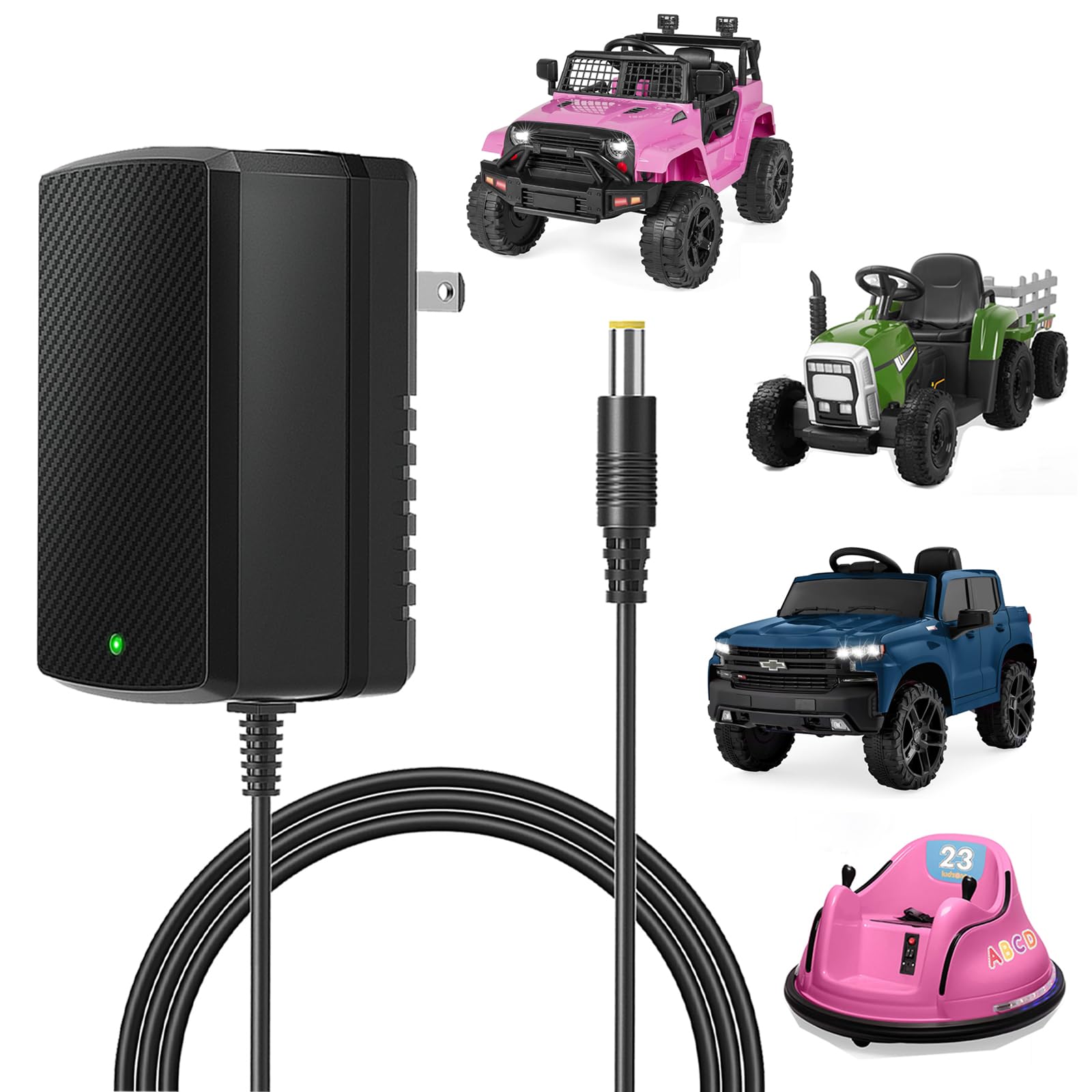 Photo 1 of 12V Charger for Kids Ride On Car Toys Best Choice for SUV Kid Trax Dynacraft Bumper Kidzone Jeep Tractor 12 Volt Universal Battery Charger