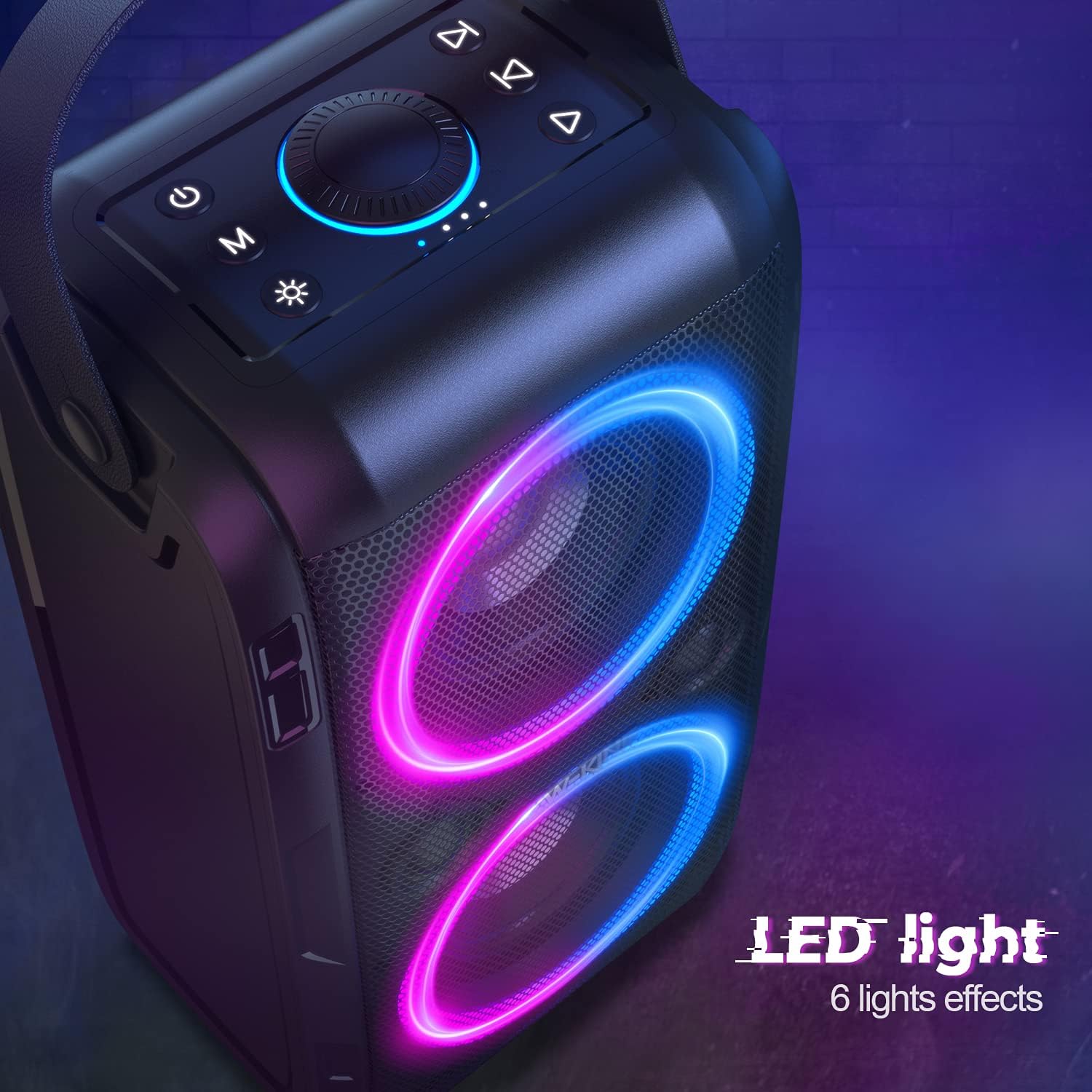 Bluetooth Speaker, W-KING 80W Super Punchy Bass, Huge 105dB Sound Portable Wireless TWS Speakers, Mixed Color LED Lights, 12000mAH Battery, Bluetooth 5.0, USB Playback, Loud for Party, Non-Waterproof: Electronics