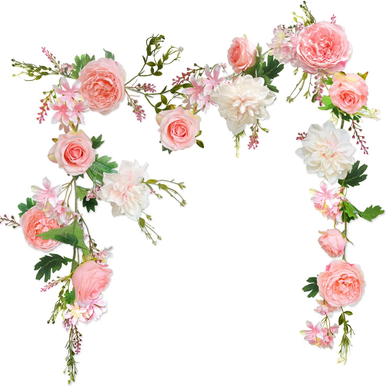Peony Flower Garland, 180cm, Rose Garland Artificial Flowers, Artificial Flower Garlands for Weddings Home Table Runner Mantle Party Decorations (Peach Peony Garland)