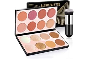 HOSAILY 16 Colors Blush Contour Highlighter Makeup Palette, All-in-One Shimmer Silky Matte Mineral Blush Powder Palette, Face Sculpting Bronzer Blusher Illuminator Palette for a Natural Glowing