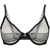 Plusexy Bras for Women Sexy Unlined Mesh Underwire Supportive Balconette Non Padded Sheer Bra