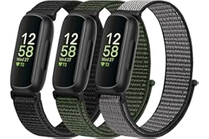 WNIPH Nylon Bands Compatible for Fitbit Inspire 3/Inspire 2/Inspire/Inspire HR/Ace 3/Ace 2 Bands, Breathable Sport Replacement Straps Soft Adjustable Solo Loop Dark Black+Navy Green+Iron Grey