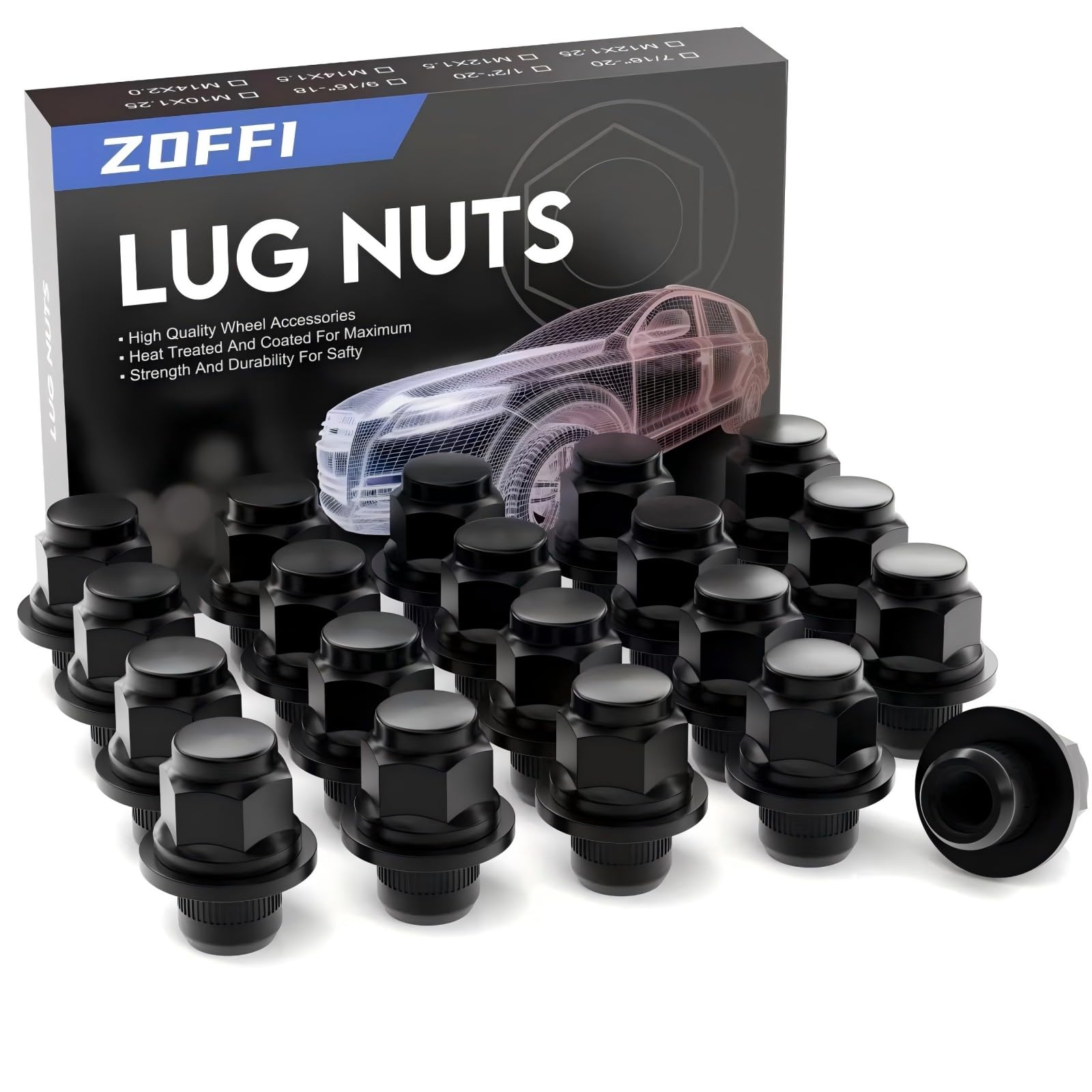 12x1.5 Solid One-Piece Lug Nuts For 2013-2016 Ford Focus Stock Wheels