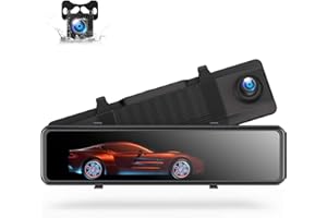 TOGUARDGO 12" 4K Mirror Dash Cam Backup Camera, 2160P Full HD Smart Rearview Mirror for Cars & Trucks, Front and Rear Car Cam