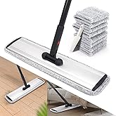 18" Microfiber Heavy Duty Floor Mop Adjustable Stainless Steel Handle with 4 Wet and Dry Mop Pads