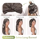BONNET QUEEN Silk Bonnet for Sleeping Long Hair Satin Night Cap Grey Gold view 3