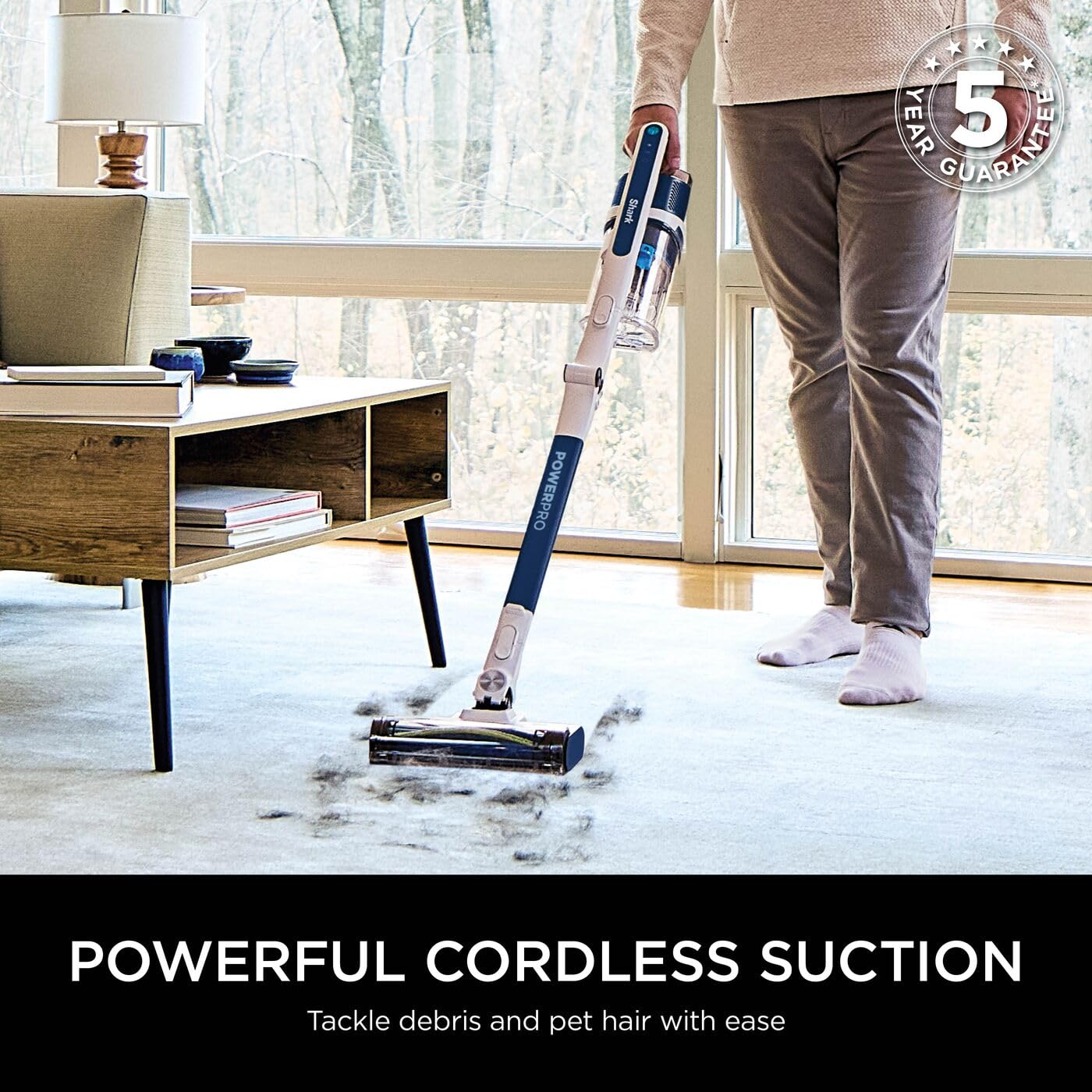 Shark PowerPro Cordless Stick Vacuum Cleaner, Lightweight, Floor Detect Technology, Anti-Hair Wrap Technology, Anti-Allergen Complete Seal, Flexible, Handheld mode, Navy Metallic, IZ380UK