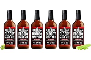 Sonoma Gourmet Organic Bloody Mary Mix | Bold, Tangy & Robust | USDA Organic, Non-GMO, Vegan & Keto-Friendly | Premium Cocktail Mixer - 33 Ounce Bottles (Pack of 6)