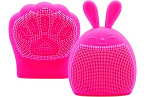 MR LION Baby Bath Brush, Silicone Baby Cradle Cap Brush, Massage Brush, Scrubbers Exfoliator Brush - Shampoo Scalp Scrubbie for Body Care - Baby Essential for Dry Skin, Cradle Cap and Eczema (Rose Red)