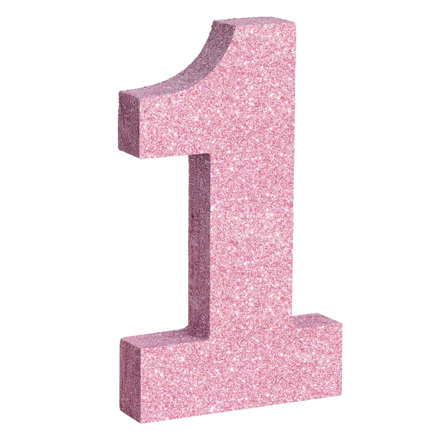 Photo 1 of TONIFUL 7.8 Inch Pink Glitter Number 1 Wooden Table Centerpiece Pink Birthday Party Decorations,Digit 1 for Birthday,New Year,Graduation,Bridal Shower,Anniversary Party Supplies(1 Pack)
