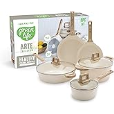 GreenLife 8 Piece Ceramic Nonstick Cookware Set, Induction Suitable Non Toxic PFAS-Free Pots & Pans, Dishwasher Safe, Cooking