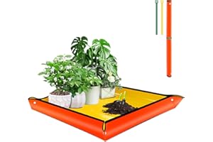 SupKing Repotting Mat Large 39.5"x 39.5" for Indoor Plant Transplanting, Yellow Garden Mat Gift for Plant Lovers Oxford Fabric Portable Potting Tray for Gardening Mess Control