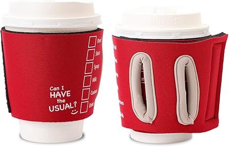 Amazon Co Jp Objectiboo オブジェクティブー 通せるカップスリーブ The Usual レッド 保温性 断熱性のある取手付き コーヒースリーブ コンビニコーヒーカップなどに対応 アイスコーヒーにも使用可 ホーム キッチン