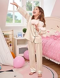 SWOMOG 2-Piece Long Sleeve Satin
