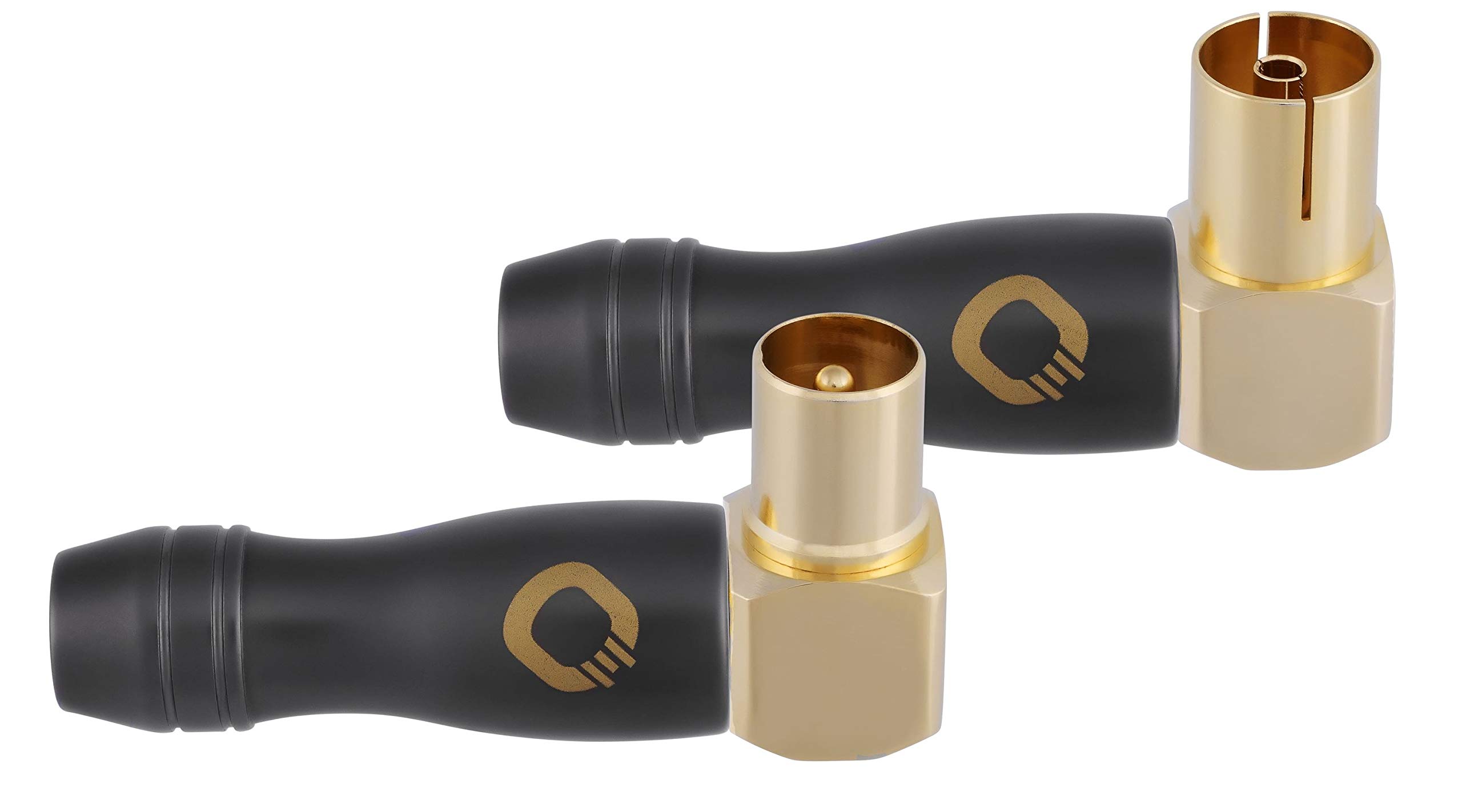 OEHLBACH Transmission Shift M90+F90 Antenna Plug & Socket IEC Coaxial (m/w) Angled Plug, Adapter, Screwable, Gold-Plated for TV/Radio Connection - Pack of 2