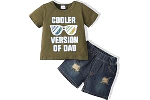 NZRVAWS Baby Boy Clothes Toddler Boy Outfit 2 3 4T 6 12 18 24 Months Spring Summer Letter Printed T Shirt Shorts Ripped Jean