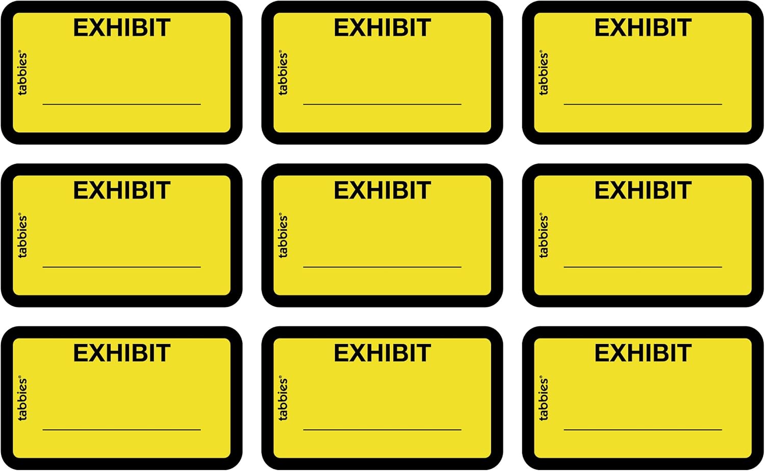 Tabbies Legal Exhibit Labels, Label: 1-5/8"W x 1"H, Sheet: 5-1/4"W x 3-1/4"H, Yellow, "Exhibit" 252 Labels/Pack (58090) : File Folder Labels : Office Products