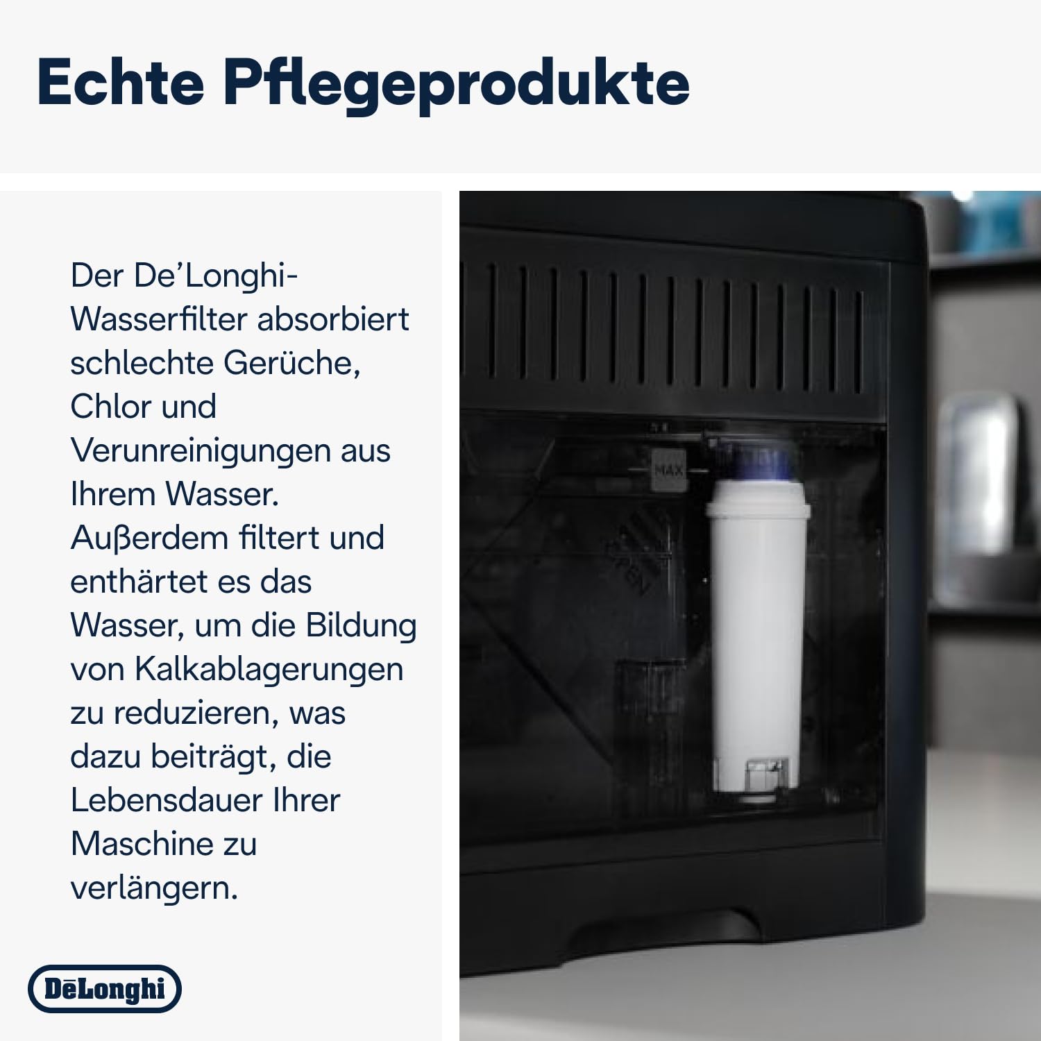 De'Longhi Original Wasserfilter DLSC002 - Zubehör für De'Longhi Kaffeevollautomaten mit Wasserfilter,Pflege und Schutz der Maschine,optimiert die Kaffeequalität und schützt vor Kalk,‎0.5 L,Weiß,1 Pack 5