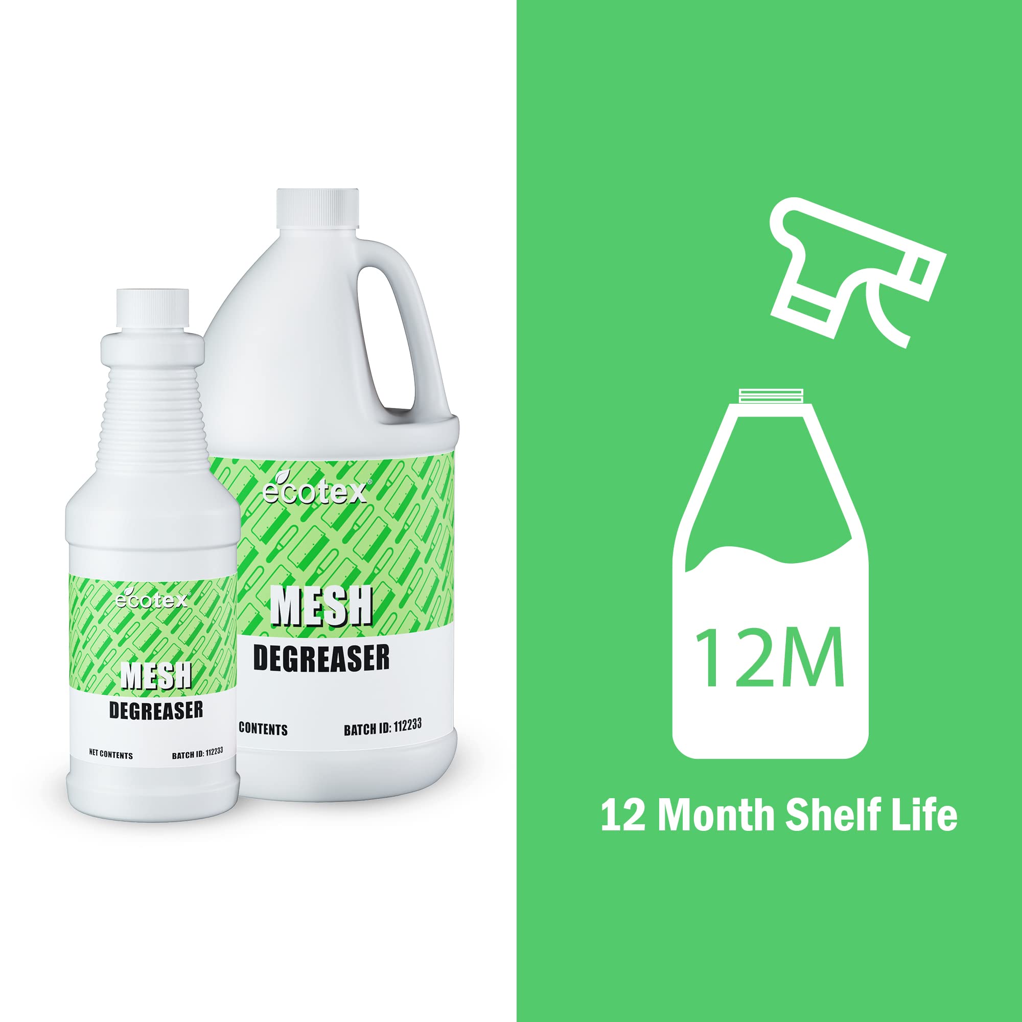 Ecotex® Screen Printing Mesh Degreaser (Quart - 32oz.) - Silk Screen Cleaner, Oil and Residue Remover - Screen Printing Frame Degreaser and Mesh Cleaner, Eco-Friendly Screen Printing Supplies