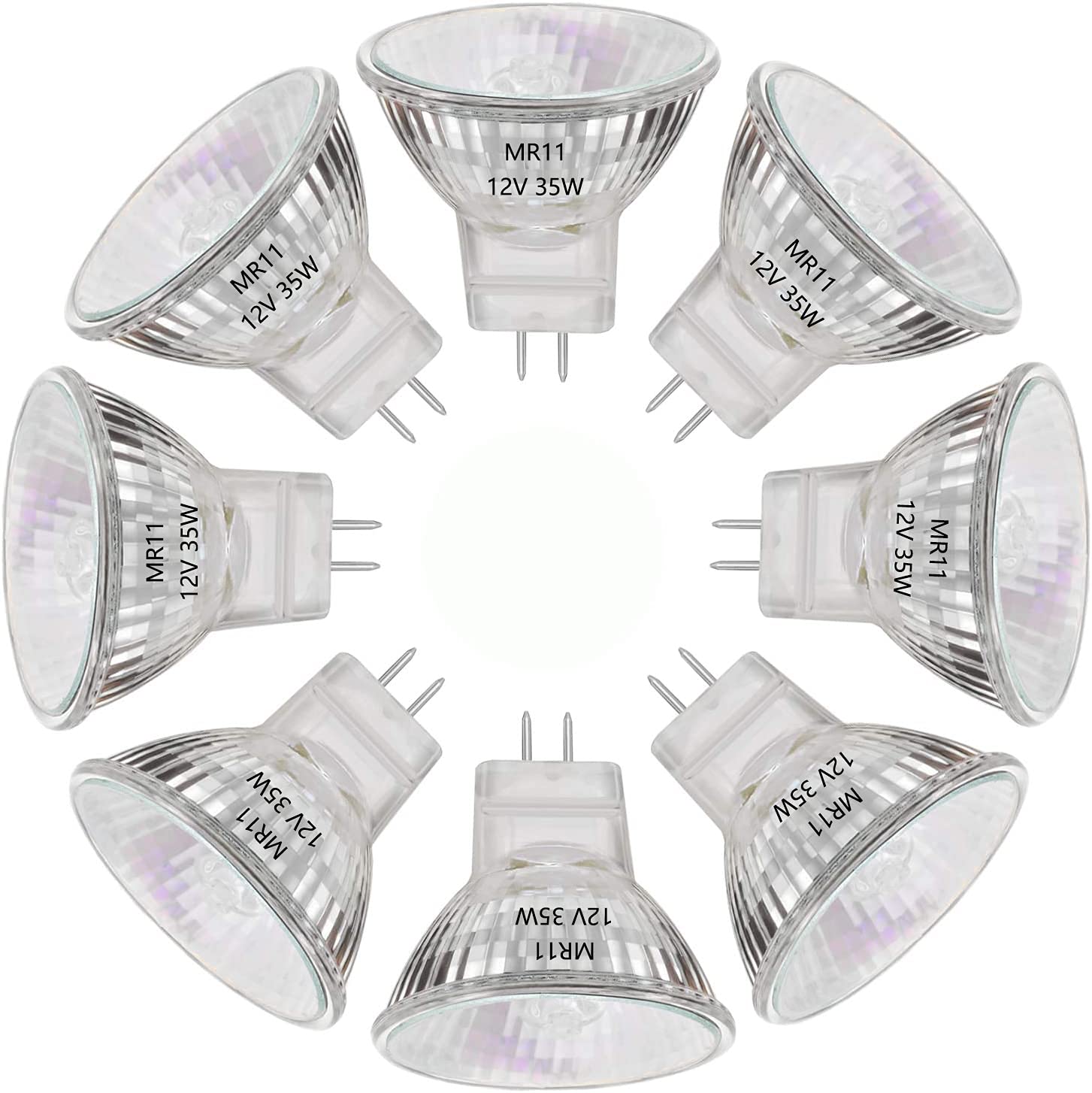 AHEVO MR11 Halogen Light Bulbs, 35W 12V MR11 GU4 Halogen Spotlight Bulbs, GU4 Bi-Pin Base,Warm White 2700K,35mm Diameter,8 Packs