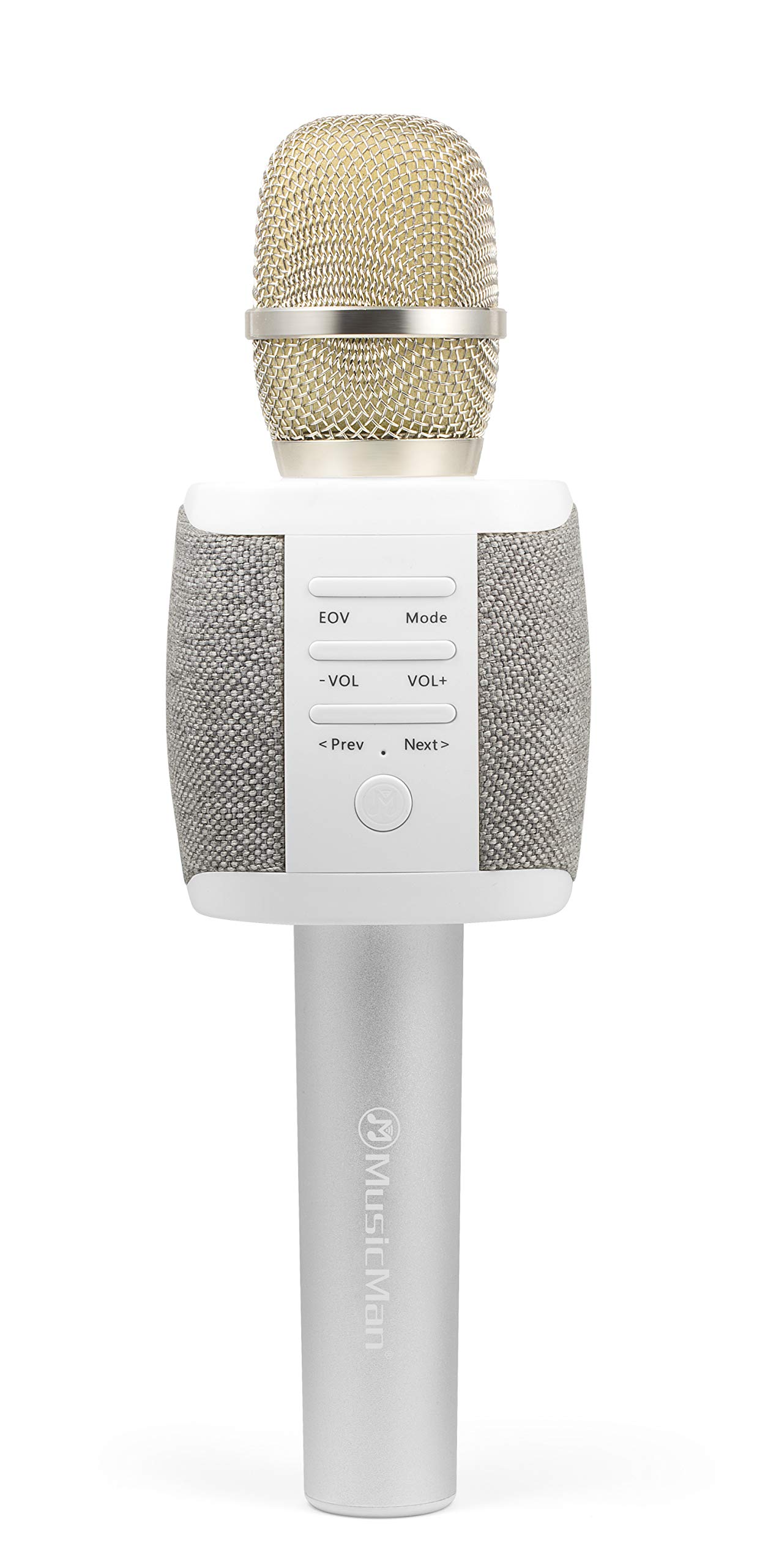 MusicMan Wireless Bluetooth Karaoke Microphone Portable Speaker AUX Echo Function Music Streaming Handheld Music Machine KTV Vocal & Karaoke APP Compatible BT-X44, Grey