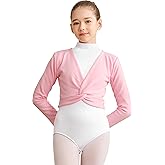 BAKPH Girls Ballet Wrap Tops Long Sleeve Dance Shrug Sweater, Velvet Inner(XW824-08-M)