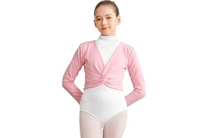 BAKPH Girls Ballet Camisole Leotards for Dance Hollow Back, Shiny Front Hot Drill, Mesh Waist and Bow Back