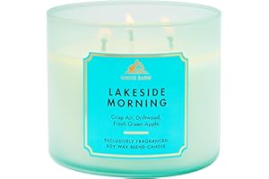 Bath & Body Works, White Barn 3-Wick Candle w/Essential Oils - 14.5 oz - New Core Scents! (Lakeside Morning)